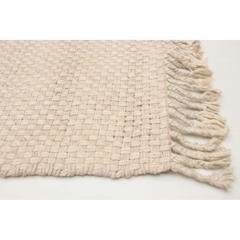 ECARPETGALLERY Braid weave Sienna Beige Wool Rug - 5'0 x 7'11