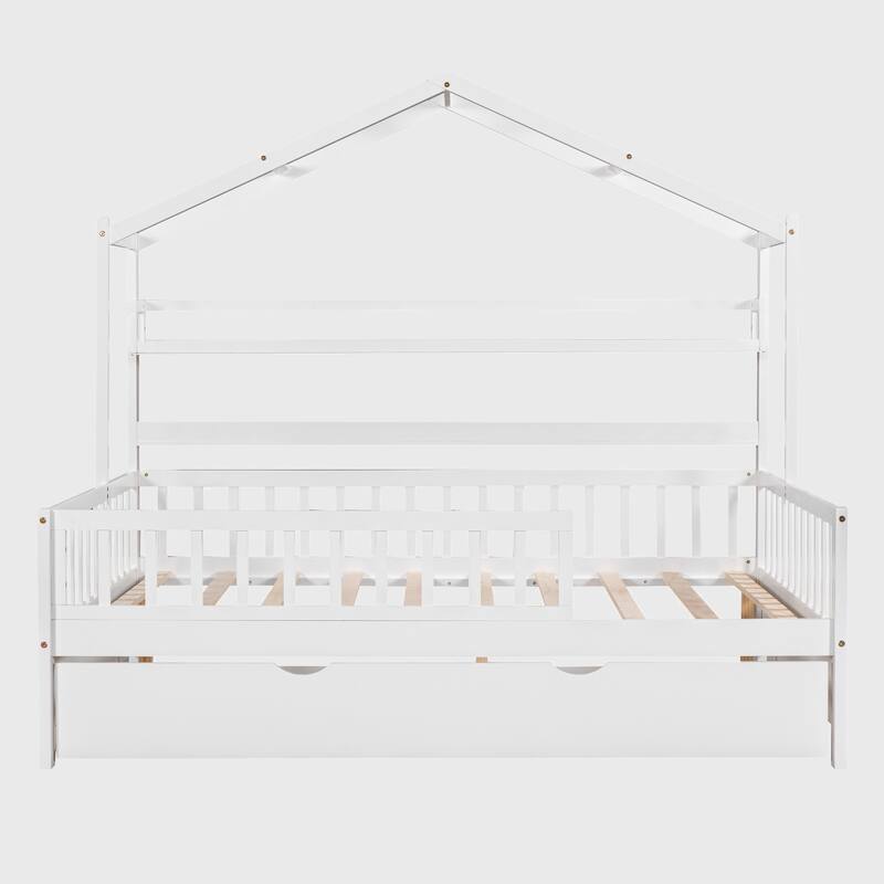 Full Size House Bed with Twin Size Trundle
