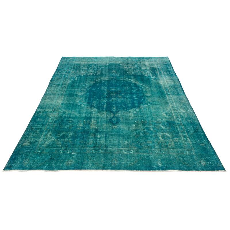 ECARPETGALLERY Hand-knotted Color Transition Teal Wool Rug - 8'10 x 12'4