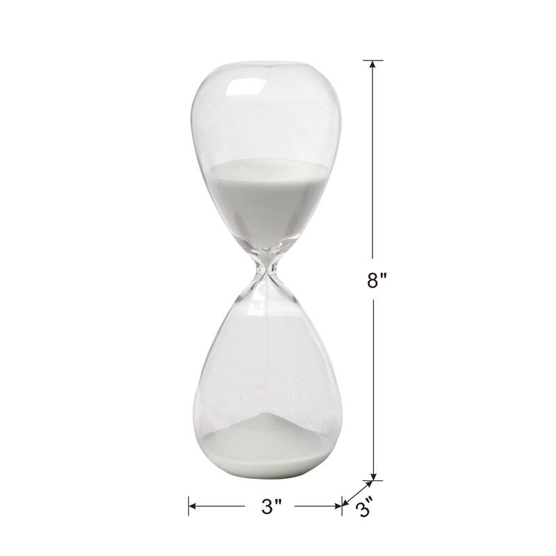 Set of 2, 8" Ferdinand 30-Minute Hourglass, White Sand