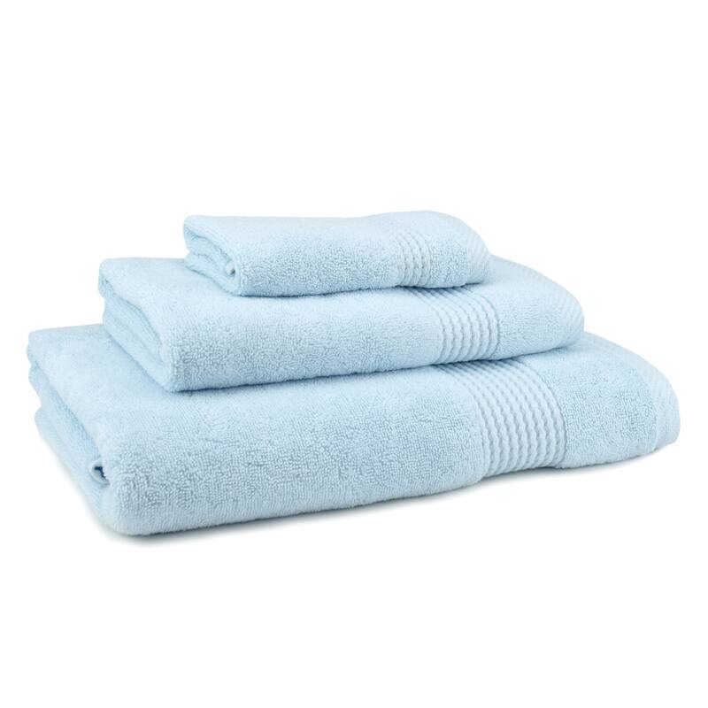 East'N Blue Lara Turkish Cotton Bath Towel Set (Set of 3) - (1 Bath Towel, 1 Hand Towel, 1 Washcloth) - Ice Blue