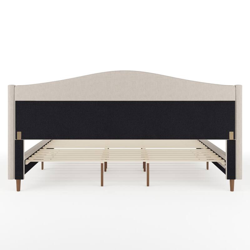 Martha Stewart Upholstered Platform Bed with Curved Headboard
