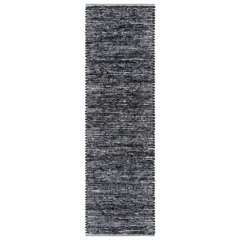 SAFAVIEH Handmade Cape Cod Sabrie Cotton Rug - Grey/Black - 2'3" x 8' Runner