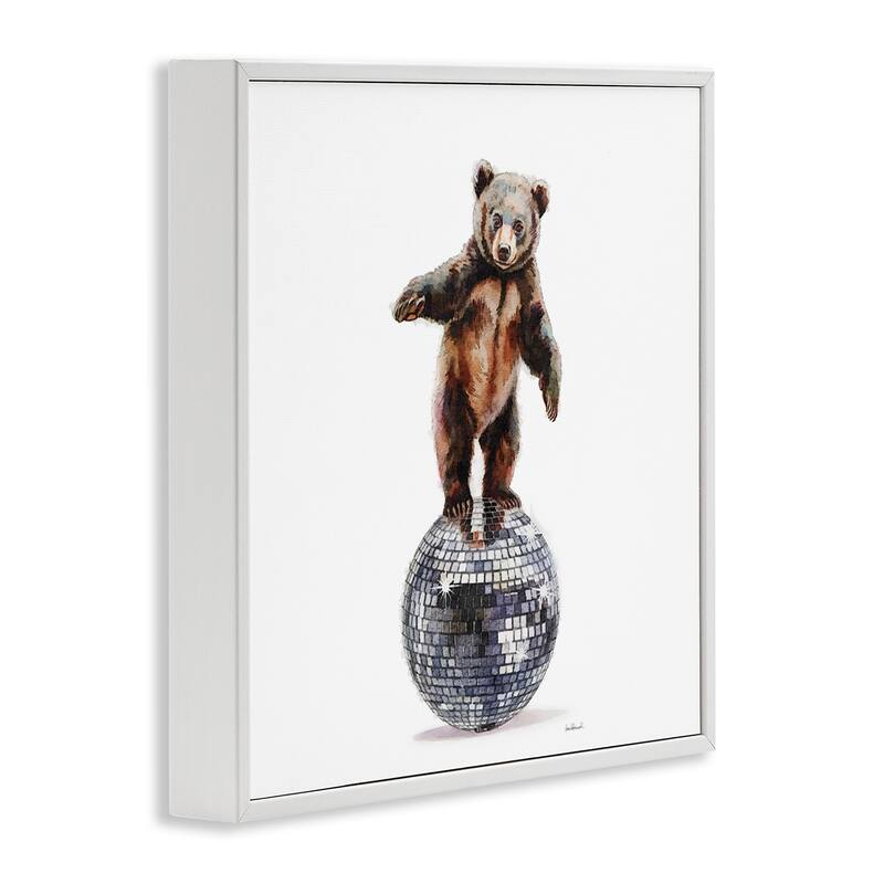 Stupell Bear Balancing on Disco Ball Framed Giclee Art Design By Amanda Greenwood