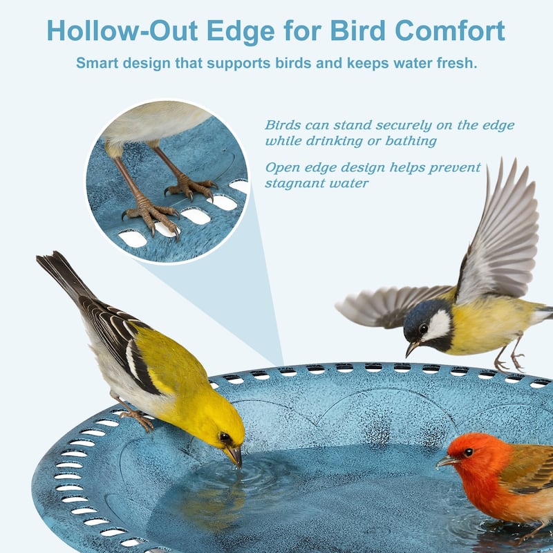 Javlergo 28" Pedestal Outdoor Bird Bath for Outside Vintage Bronze Polyresin Lightweight Antique