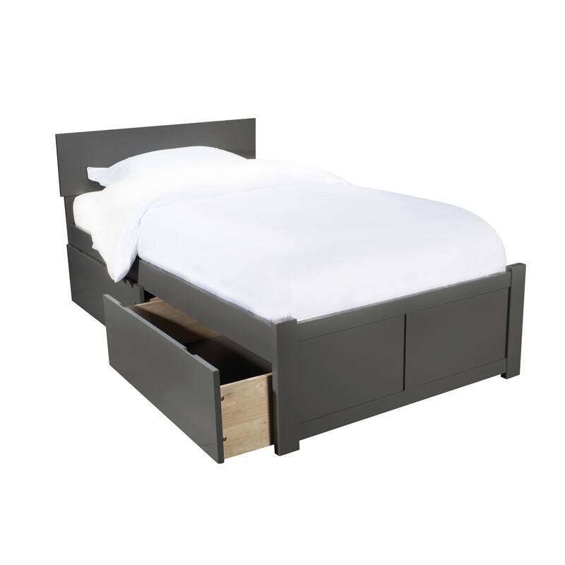 Platform Bed - Storage Drawers & Flat Panel Footboard - Modern Bedroom Furniture