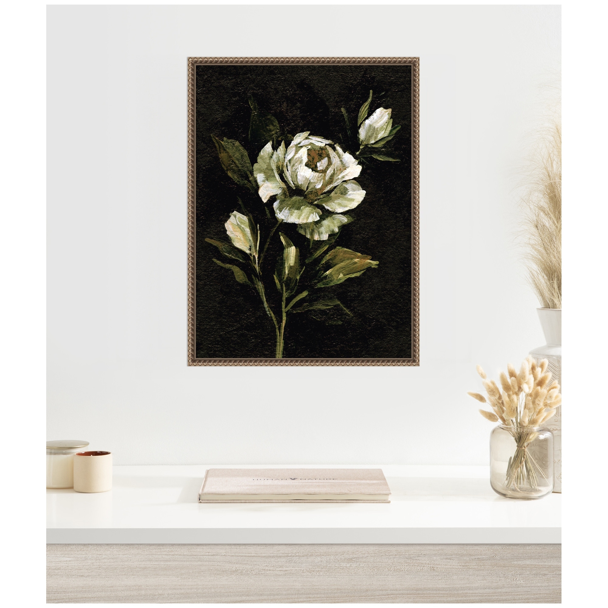 Kate and Laurel Sylvie Moody Floral 2 Framed Canvas by Annie Quigley