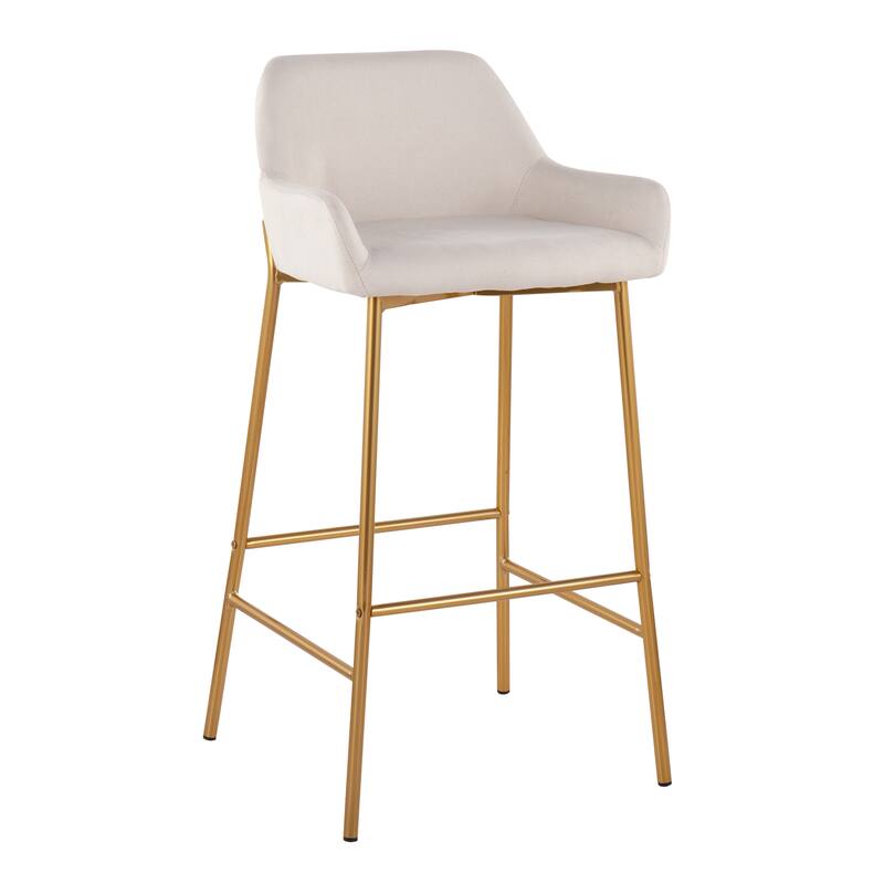 Silver Orchid Galotti Gold Fixed-Height Upholstered Bar Stool - Set of 2