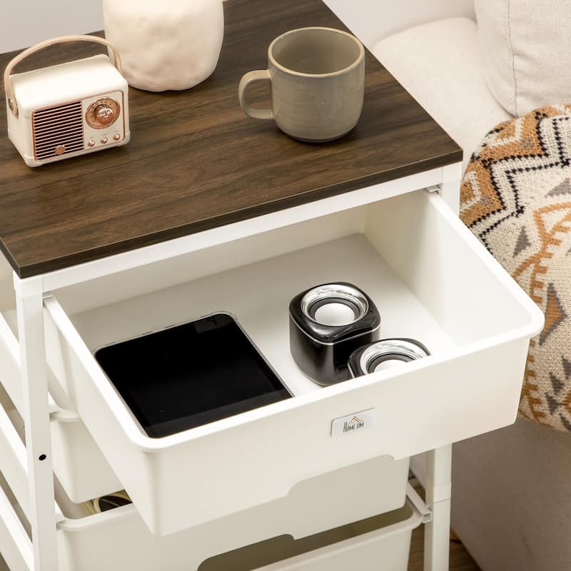 HOMCOM Dresser for Bedroom, 6 Drawer Dresser, Chest of Drawers with Steel Frame for Bedroom, Living Room