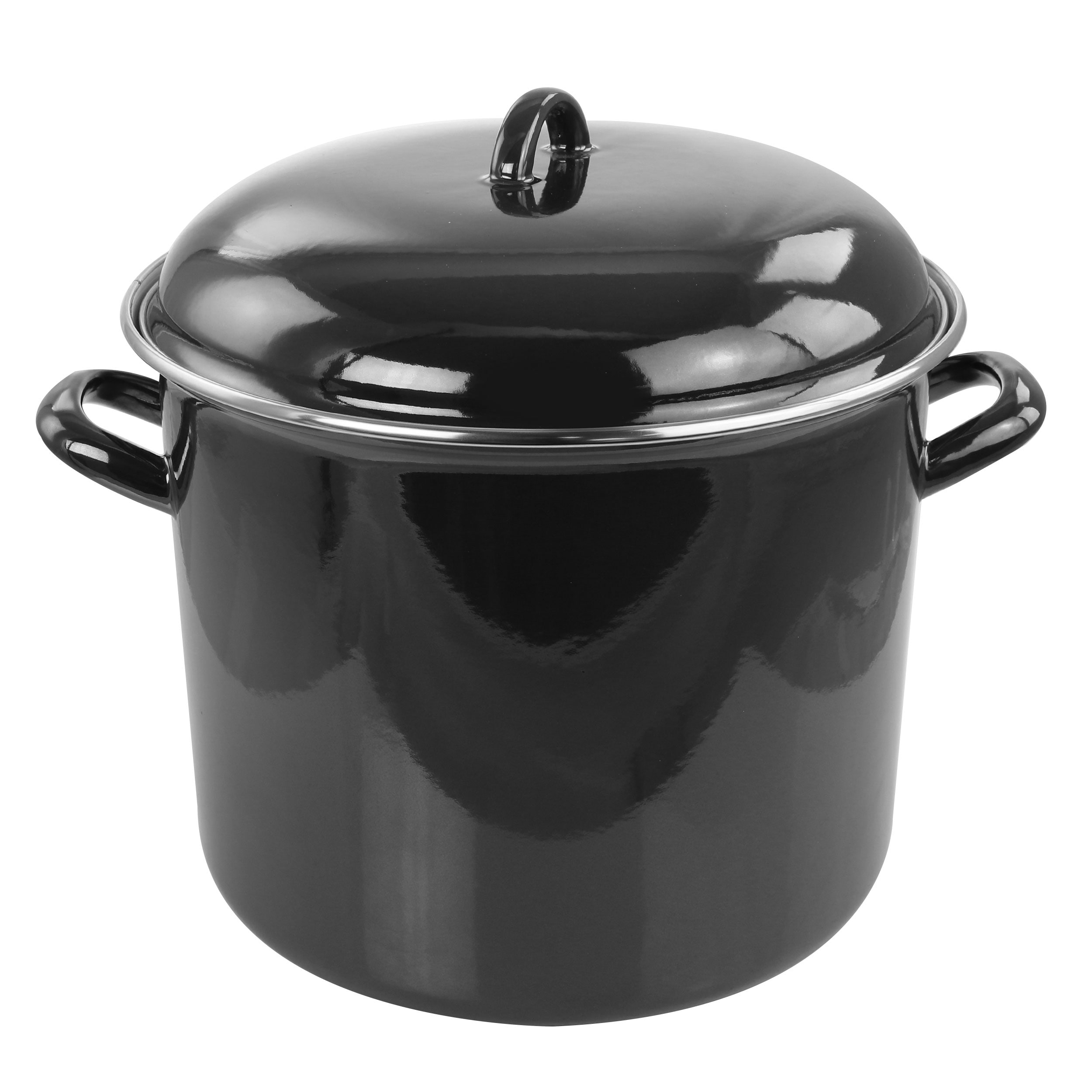 Gibson Home 12 Quart Enamel on Steel Stock Pot with Lid - Black