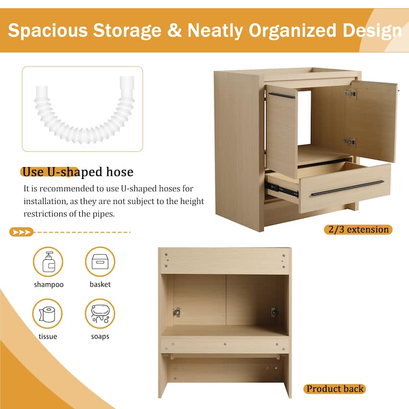 Malwee 24"/30"/36"/48"/60" Bathroom Vanity Without Sink, FreeStanding Vanity Cabinet with Soft Close Door and Drawer