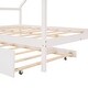 preview thumbnail 10 of 25, Full Size Wooden House Bed With Trundle and Roof for Kids, Boys and Girls