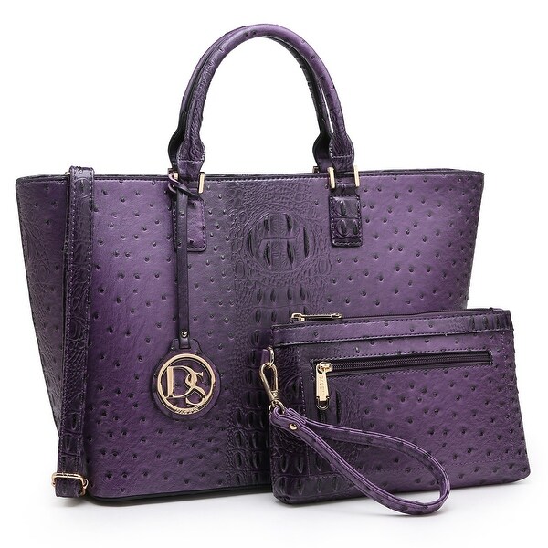 Dasein Ostrich Embossed Tote with Accessory pouch. Opens flyout.