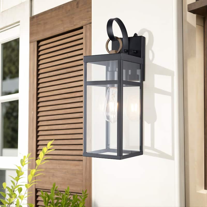 Maxax Black Metal Glass Shade Outdoor Wall Light