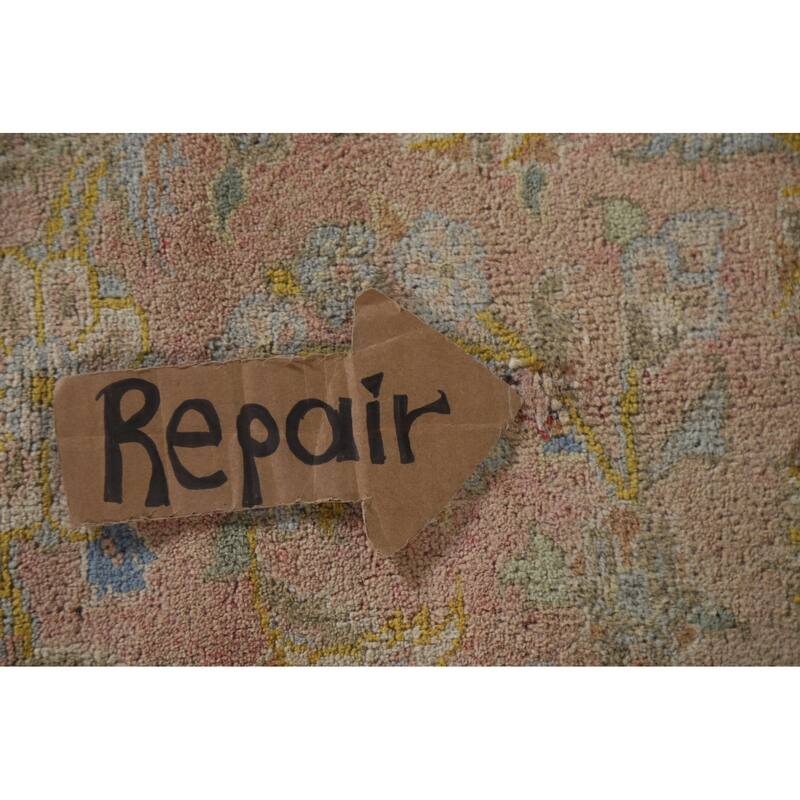 Hand Knotted Oriental 100% Wool Carpet Traditional Floral Pink Mashad Area Rug - 13' 0'' X 9' 6''