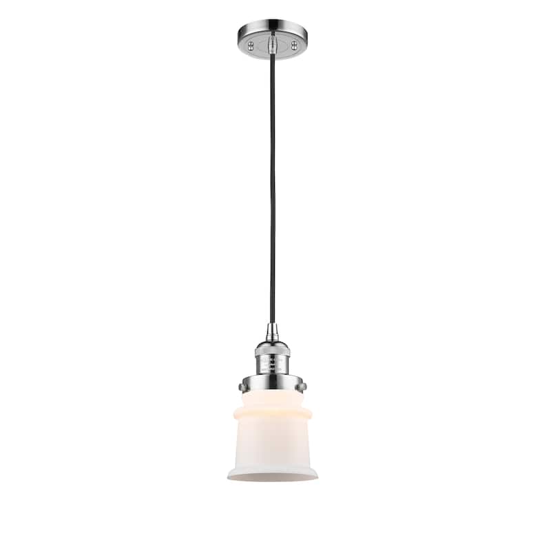 Innovations Lighting Franklin Restoration Canton - 1 Light 5" Stem Hung Mini Pendant - Seedy/Matte Black