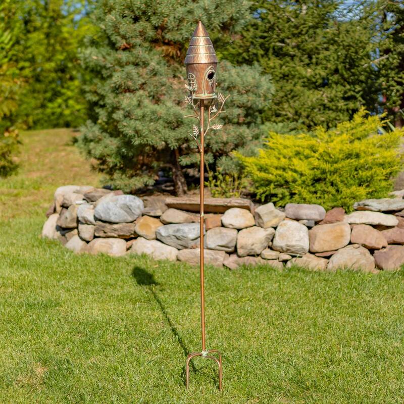 70.5" Tall Multi-Tiered Conical Roof Birdhouse Stake "Budapest" - 6.5" L x 6" W x 70.5" H