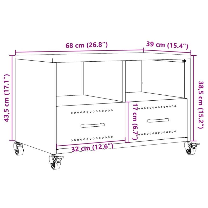 vidaXL TV Stand Sideboard Entertainment Center Media Unit Cold-rolled Steel - 15.4 x 26.8 x 17.1