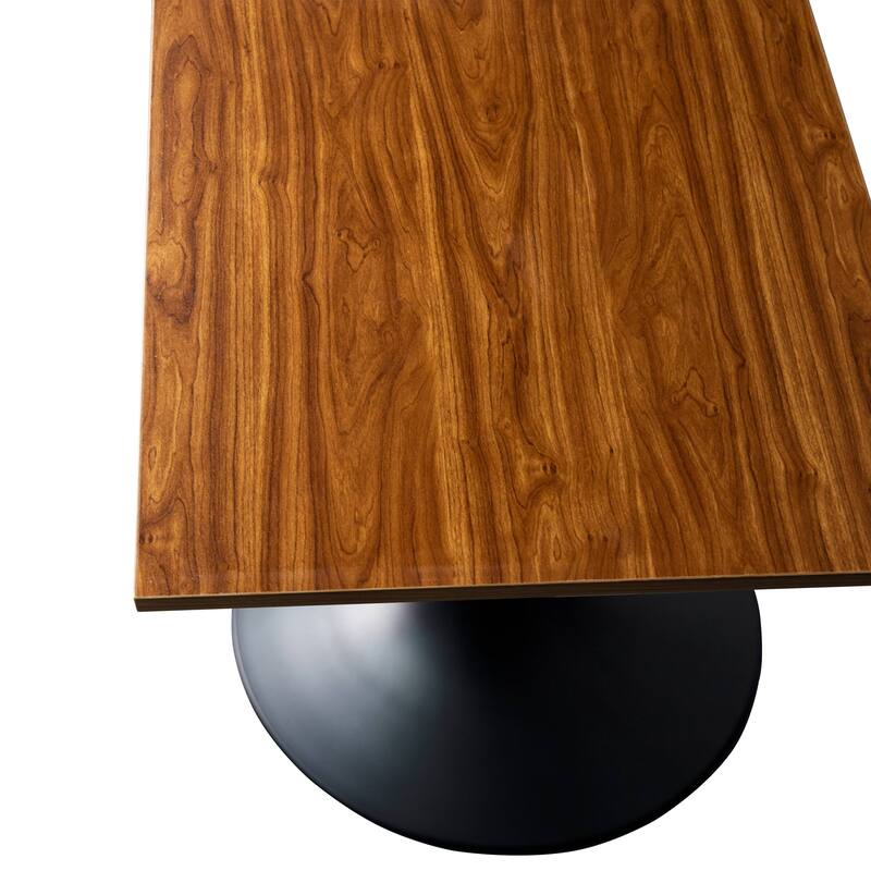 Verve 24 in. Wide Dining Table Square MDF Wood Tabletop in Black Stainless Steel Pedestal Base Accent Kitchen Table