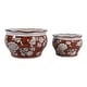 preview thumbnail 14 of 80, Decorative Floral Ceramic Chinoiserie Round Planter - Set of 2