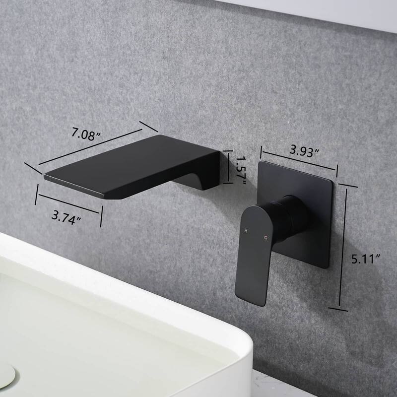 Wall Mounted Waterfall Bathroom Faucet Single Handle Bathroom Sink Faucet 2 Holes Modern Basin Vanity Taps With Valve