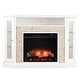 preview thumbnail 7 of 16, SEI Furniture Ratner Faux Stone Fresh White Corner Convertible Fireplace