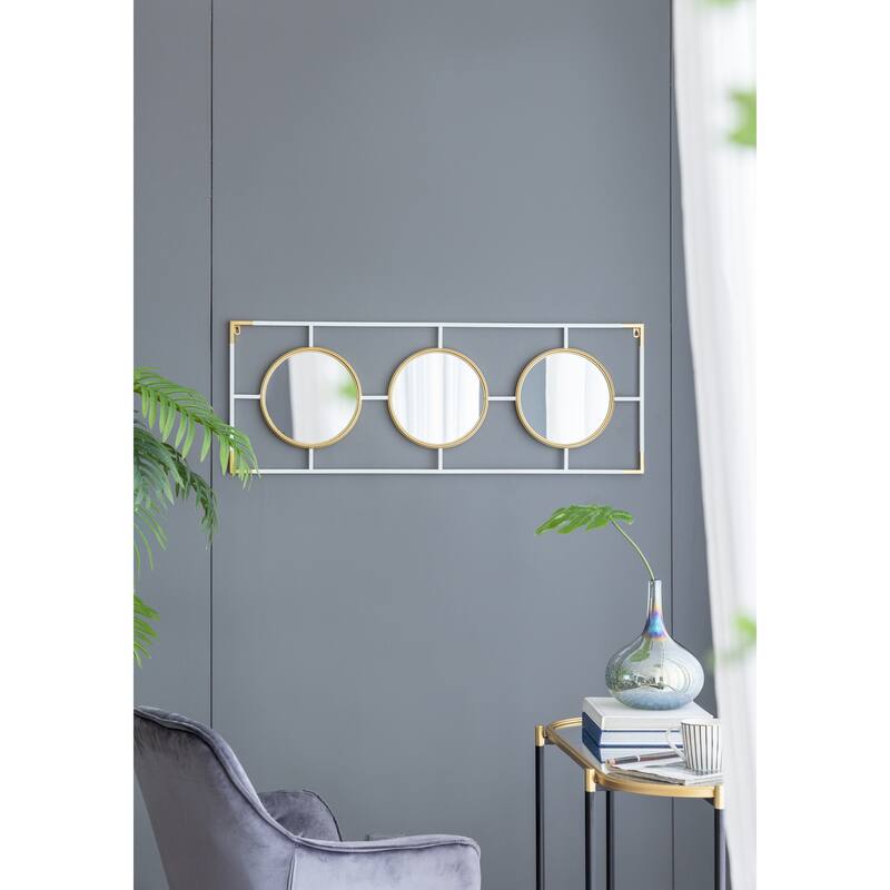 15.5x43.5" Gold And White Frame With Mirror - Gold+White