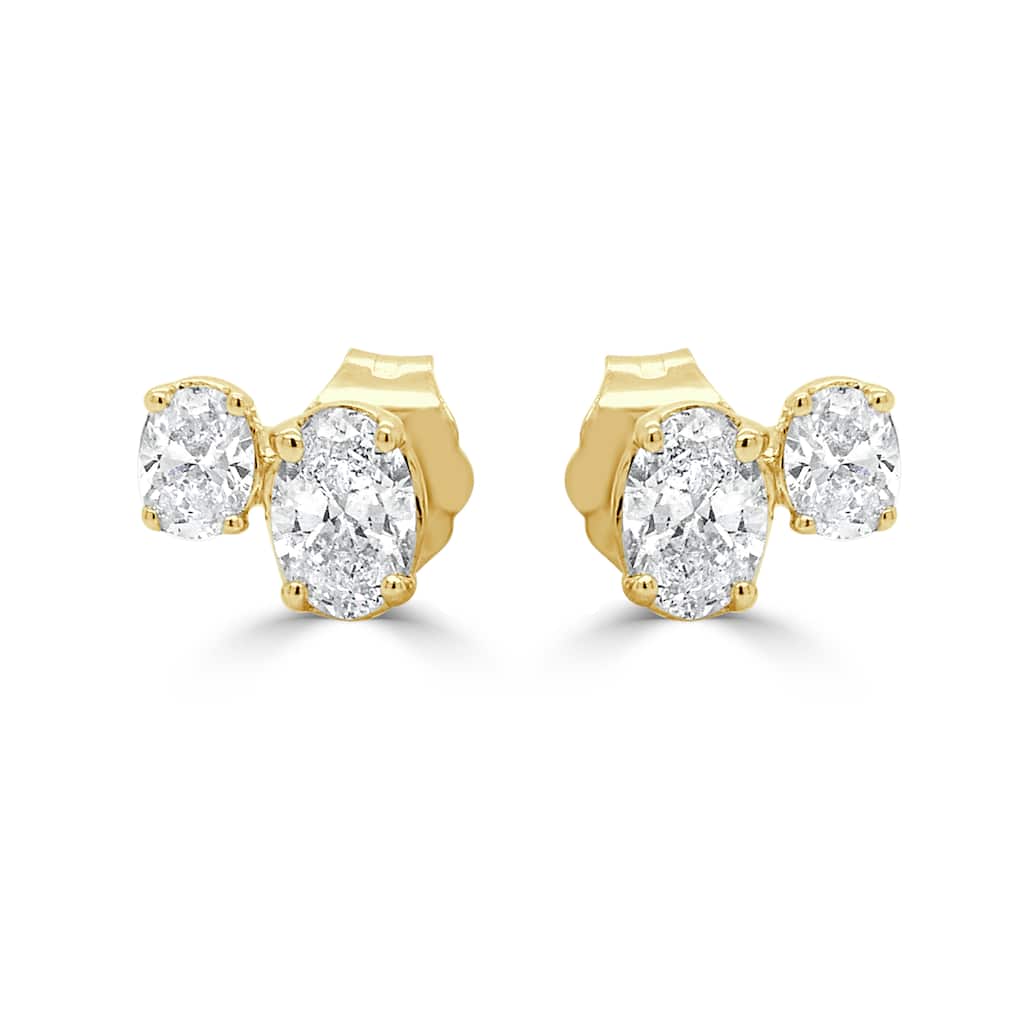 Joelle Collection 14K Yellow Gold Oval Cut Diamond Stud Earrings 0.75 CTTW