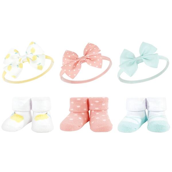 slide 1 of 1, Hudson Baby Infant Girls Headband and Socks Giftset, Lemon, One Size - Lemon Lemon - One Size