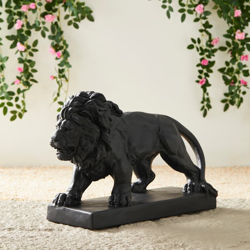 Glitzhome 24.5"L MGO Guardian Walking Lion Statue Indoor Outdoor Garden Sculpture Front Door Porch Decor