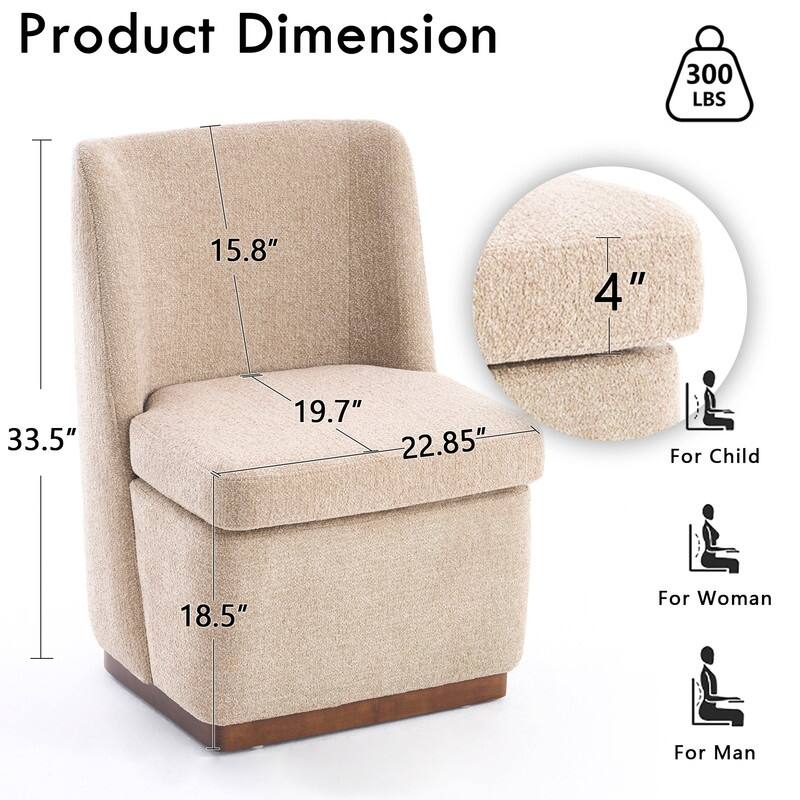 Modern Accent Chair Set of 2, Armless Chairs for Dining Room, Living Room, Bedroom