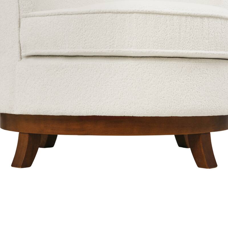 Modern Set of 2 Chenille Wooden Swivel Barrel Chair Upholstered Ergonomic Design
