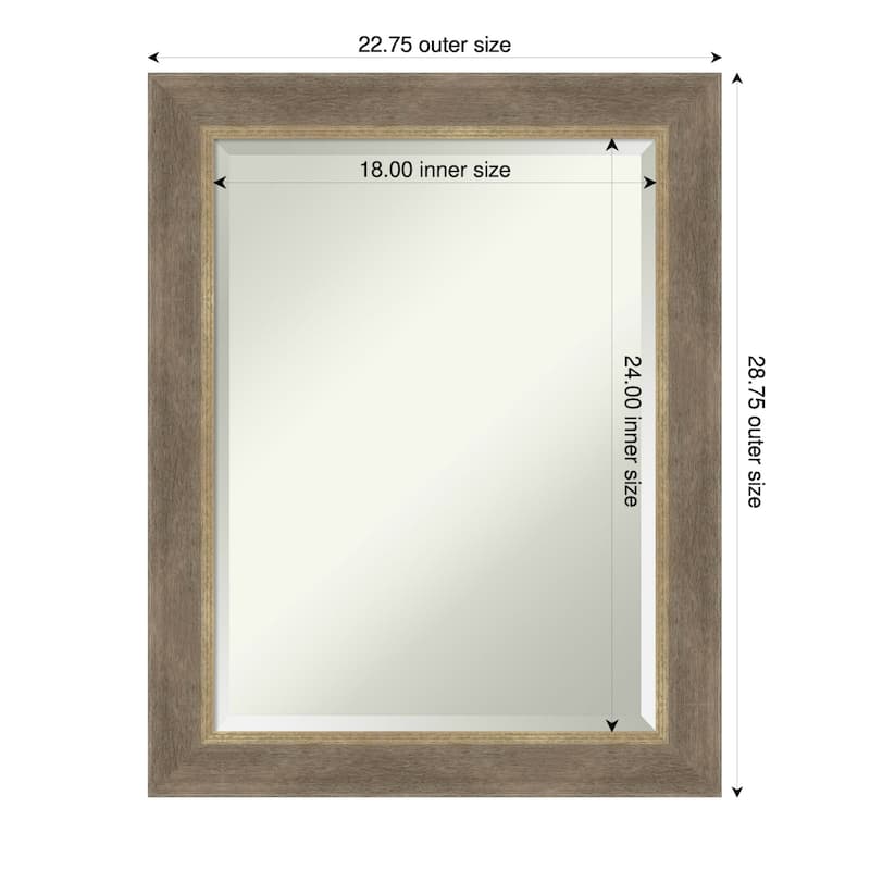 Driftwood Tan Beveled Wood Framed Wall Mirror - Driftwood Tan - 23 x 29 in