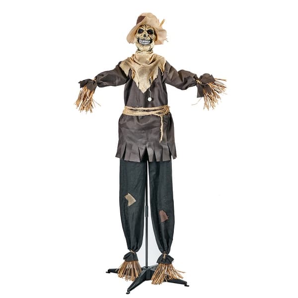 slide 2 of 2, 72" Standing Animated Halloween Shaking Scarecrow