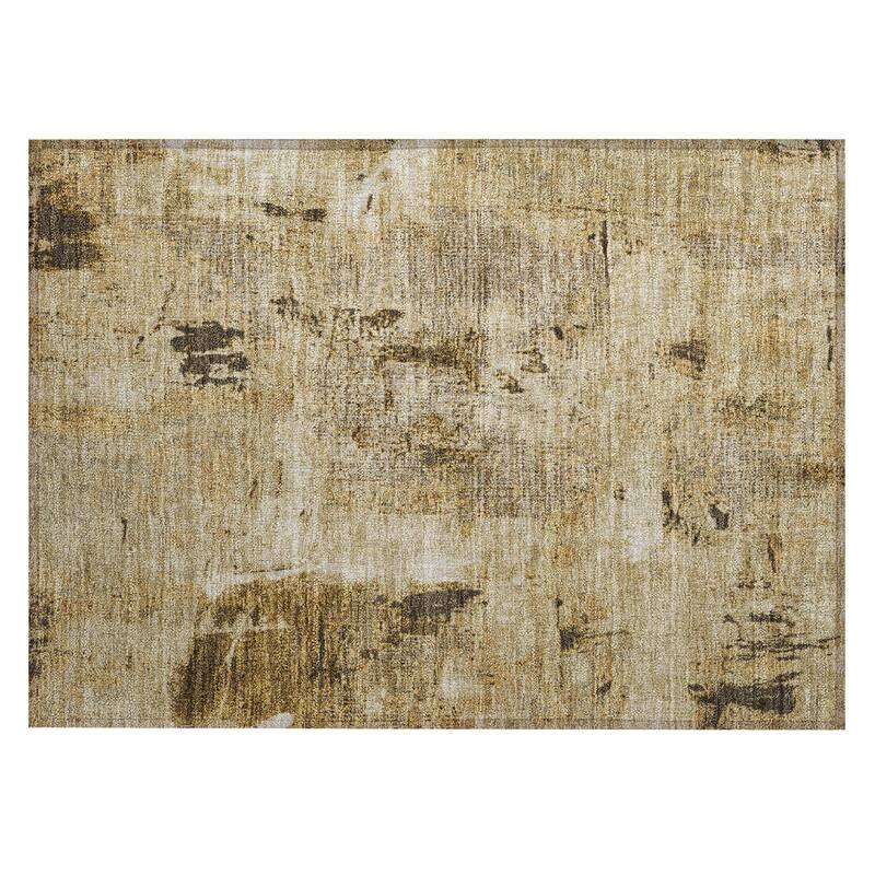 Machine Washable Indoor/ Outdoor Abstract Imprints Chantille Rug