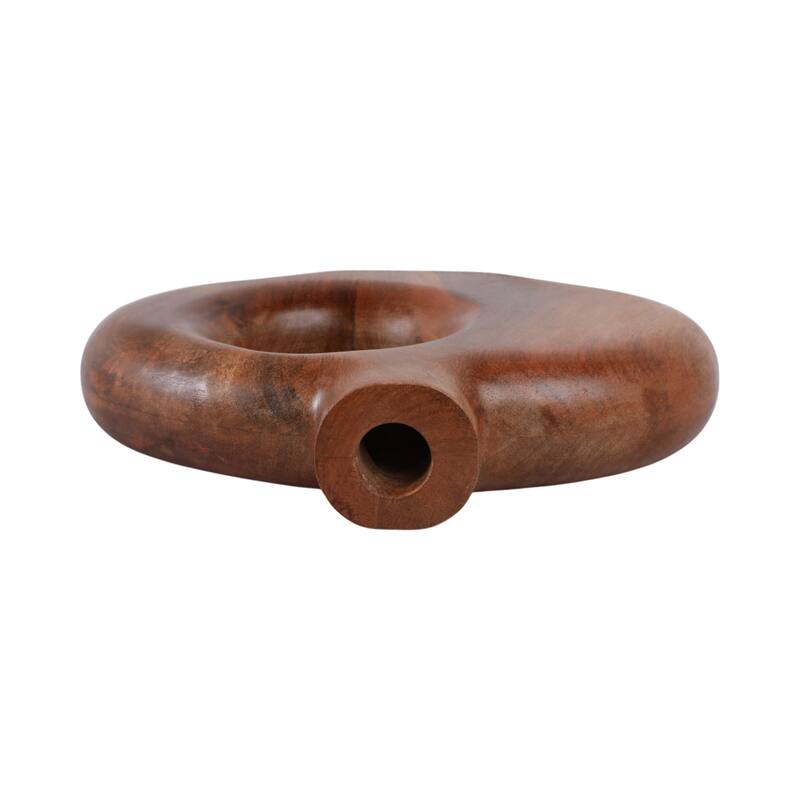 Mango Wood Modern Vase with Round Cutout Silhouette Minimalist Design