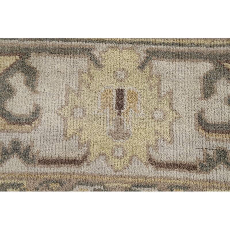 Gray Oushak Indian Area Rug Hand-Knotted Wool Carpet - 9'0"x 11'8"