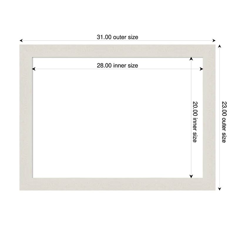 Amanti Art Rustic Plank Espresso Narrow Framed Dry Erase Magnetic Board - 31 x 23 in - Rustic Plank White Narrow