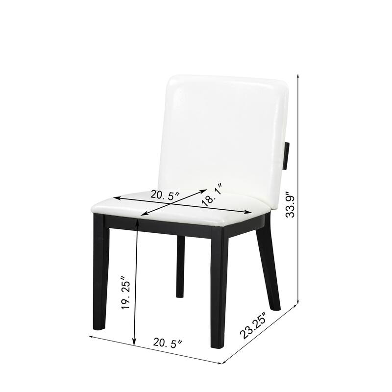 Faux Leather Glossy Dining Chair Set of 2, Modern Upholstered Dining Chair with Wooden Legs Armless Kitchen Side Chair