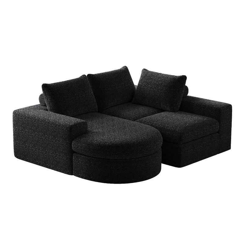 99-Inch Chenille Cloud Curved Sectional Sofa with Chaise, L-Shaped Modern Boneless Couch with Deep Seats,Sectional Sofa