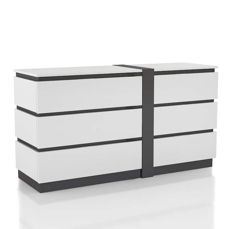 Conjira Contemporary White 56-inch Wide 6-Drawer Wood Dresser by Furniture of America
