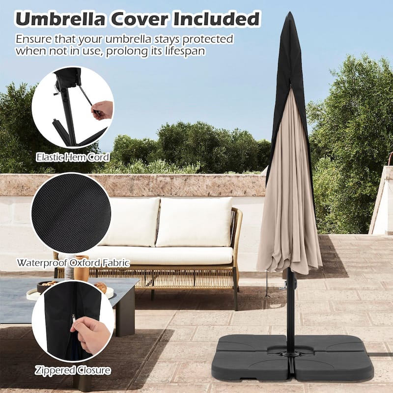 10FT Outdoor Cantilever Umbrella with Fade-Resistant Canopy Tilt Handle and Cover Included (Only Umbrella)