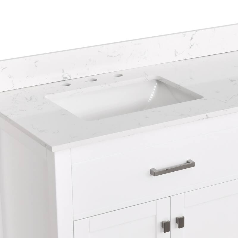 PROOX Freestanding Bathroom Vanity Engineer Stone with Ceramic Rectangular Sink