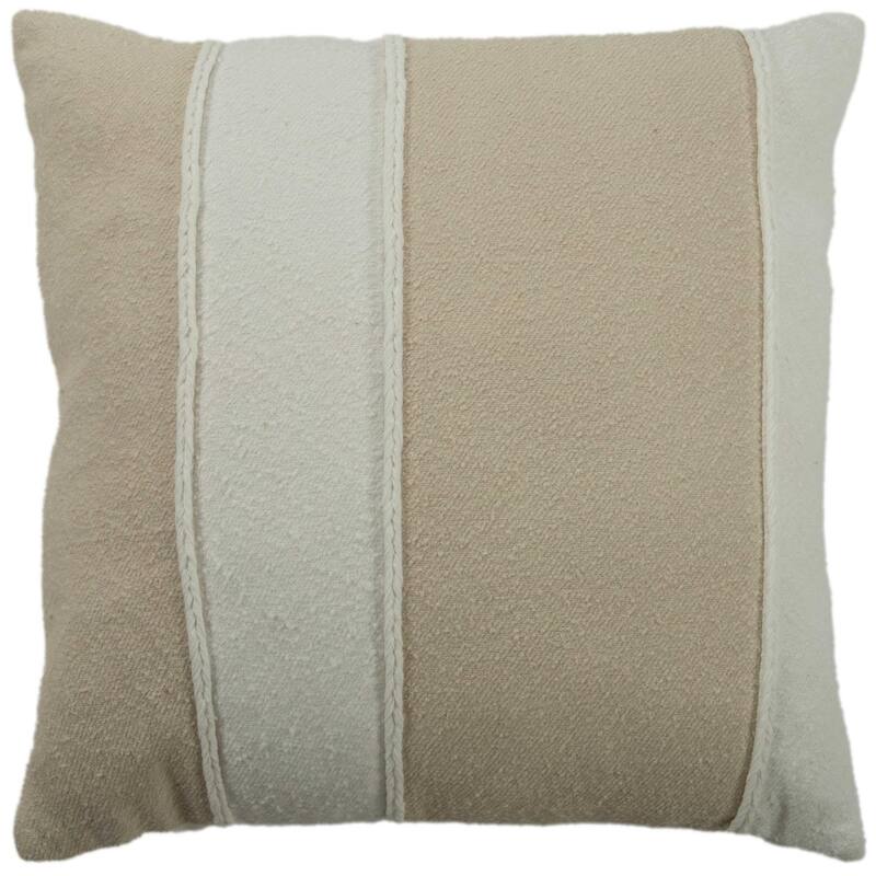 Rizzy Collection Natural/Ivory Stripe Modern Throw Pillow