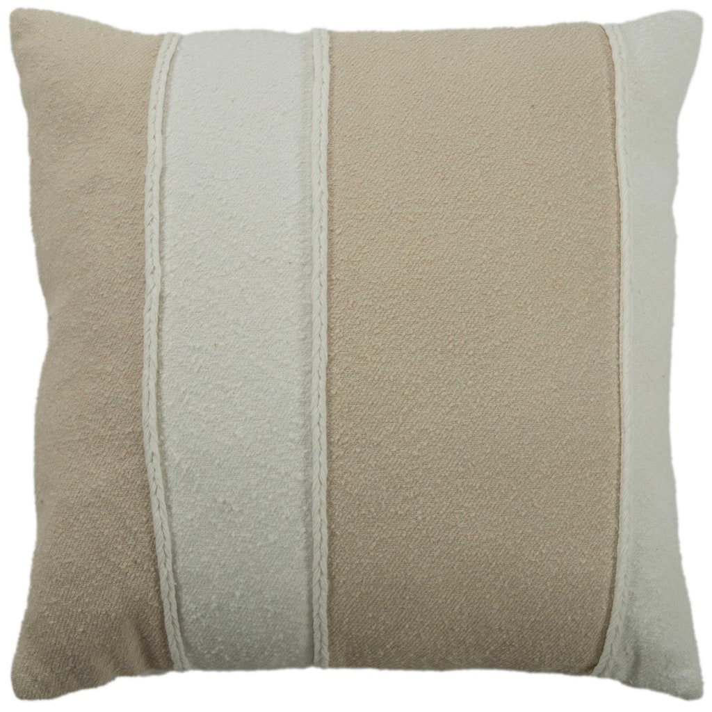 Rizzy Collection Natural/Ivory Stripe Modern Throw Pillow