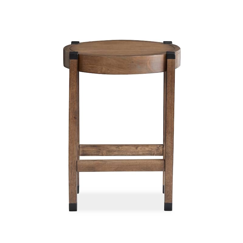 Magnussen Home Kaysen Wallaby and Matte Black Round End Table - 18''W x 18''D x 24''H