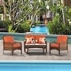preview thumbnail 15 of 60, OVIOS 4-piece Water-Resistant Wicker Deep Seating Outdoor Sofa Set