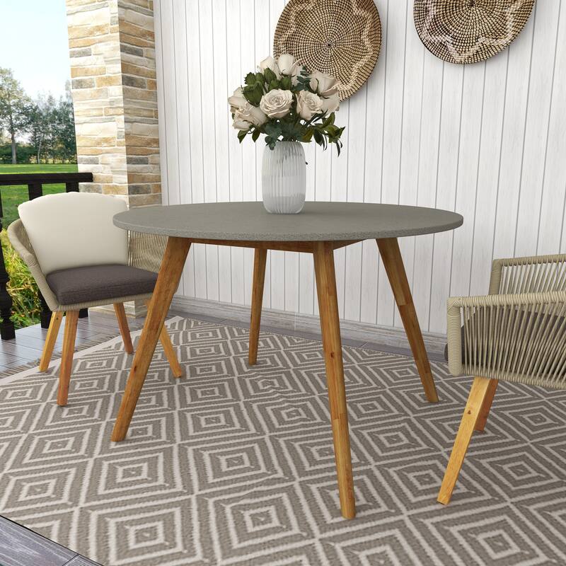 Gray Concrete Resin Modern Outdoor Dining and Accent Table Collection