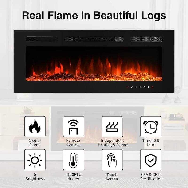 EROMMY Electric Fireplace TV Stand, Living Room Media Storage Cabinet and Entertainment Console