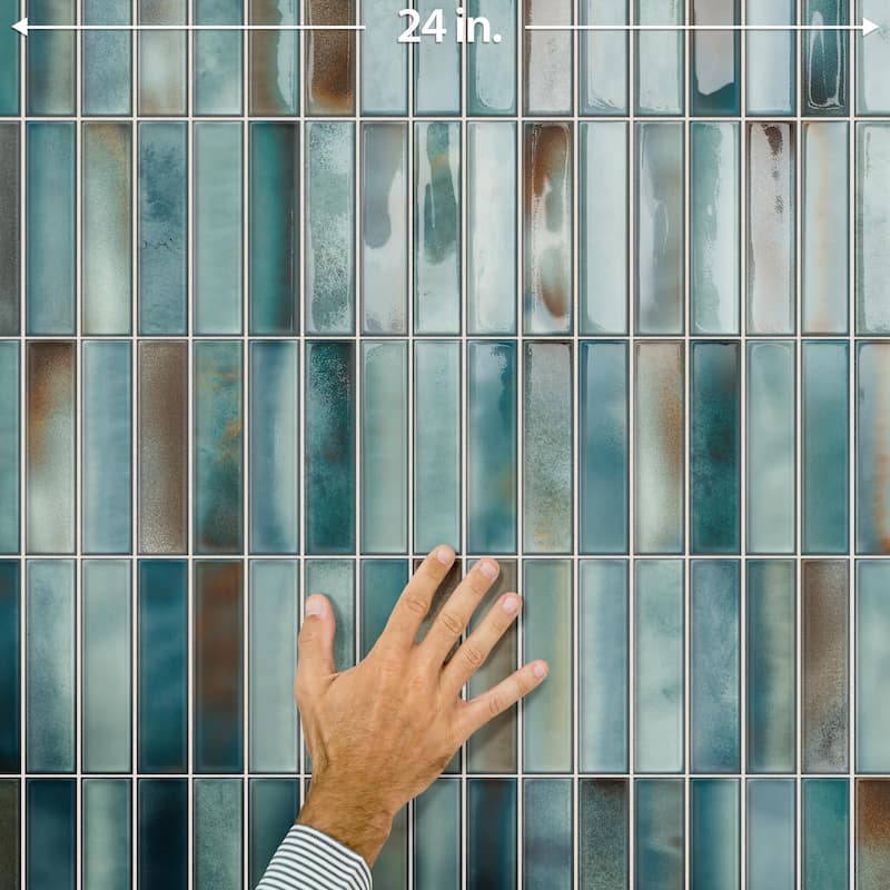 Merola Tile Borealis Aqua 5-7/8" x 11-3/4" Ceramic Wall Tile